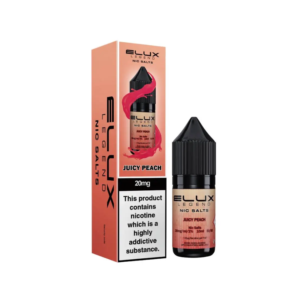 Elux Nic Salts Juicy Peach vape juice, Vape liquid for UK