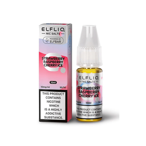 Elf Bar Elfliq Strawberry Raspberry Cherry Ice Nic Salt E-Liquid 10ml bottle