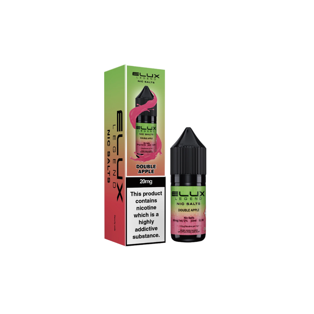 Elux Double apple nicotine salt packaging with bottle on a white background