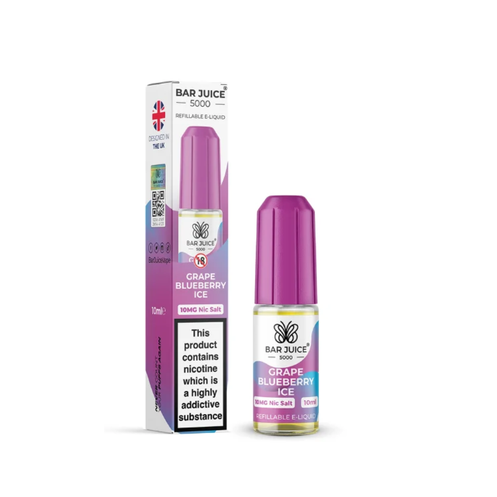 Grape Blueberry Ice Nic Salt E-Liquid by Bar Juice 5000 Salts 10ml