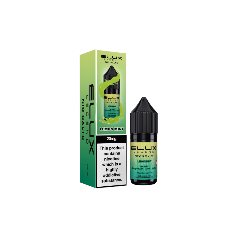 Elux Lemon Mint vape juice bottle and packaging on a white background