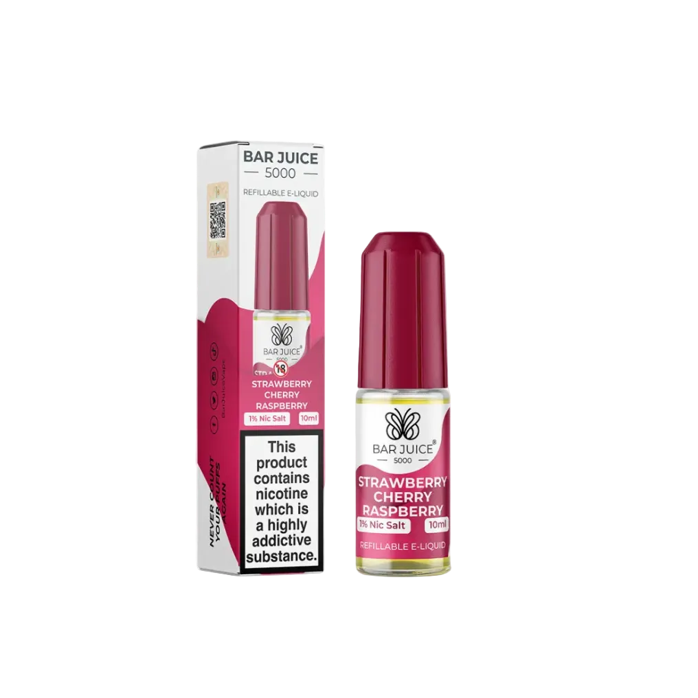 Strawberry Cherry Raspberry Nic Salt E-Liquid by Bar Juice 5000 Salts 10ml