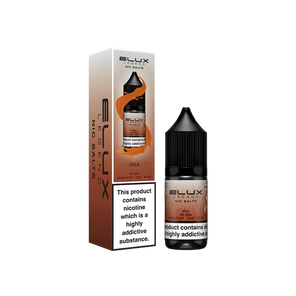 Elux Cola nicotine salt packaging and bottle on a white background