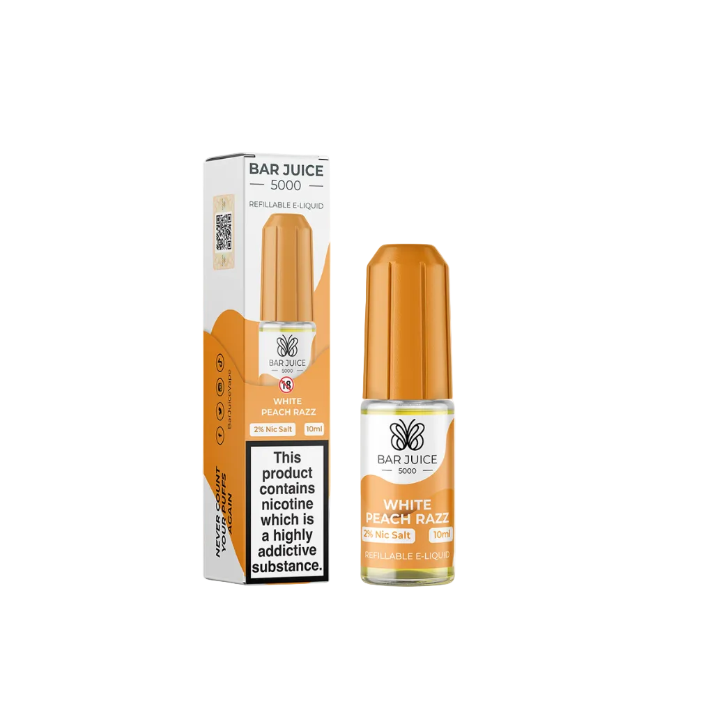 White Peach Razz Nic Salt E-Liquid by Bar Juice 5000 Salts 10ml